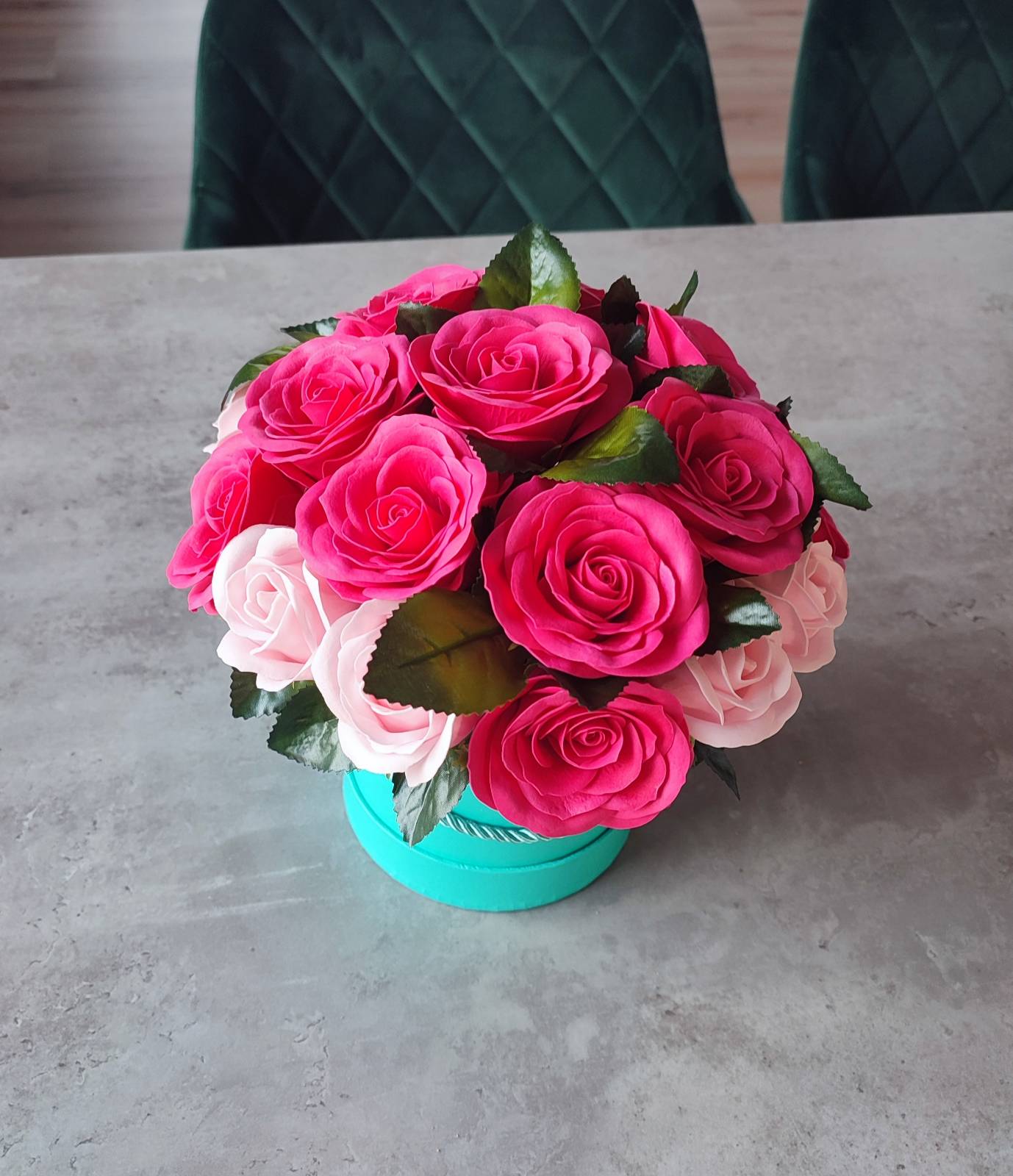 Plono muilo gėlių puokštė